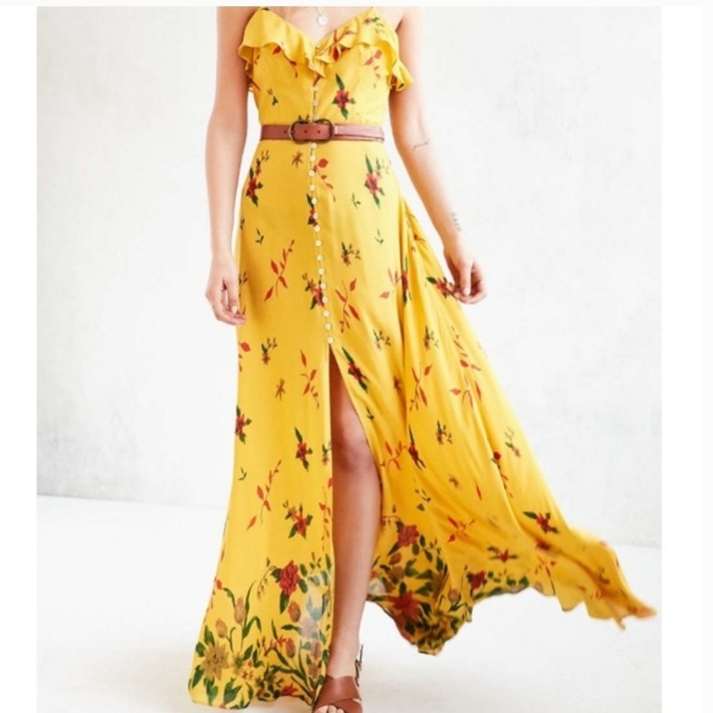 Yellow maxi floral dress